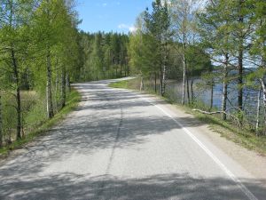 Landstraße in der finnischen Seenplatte